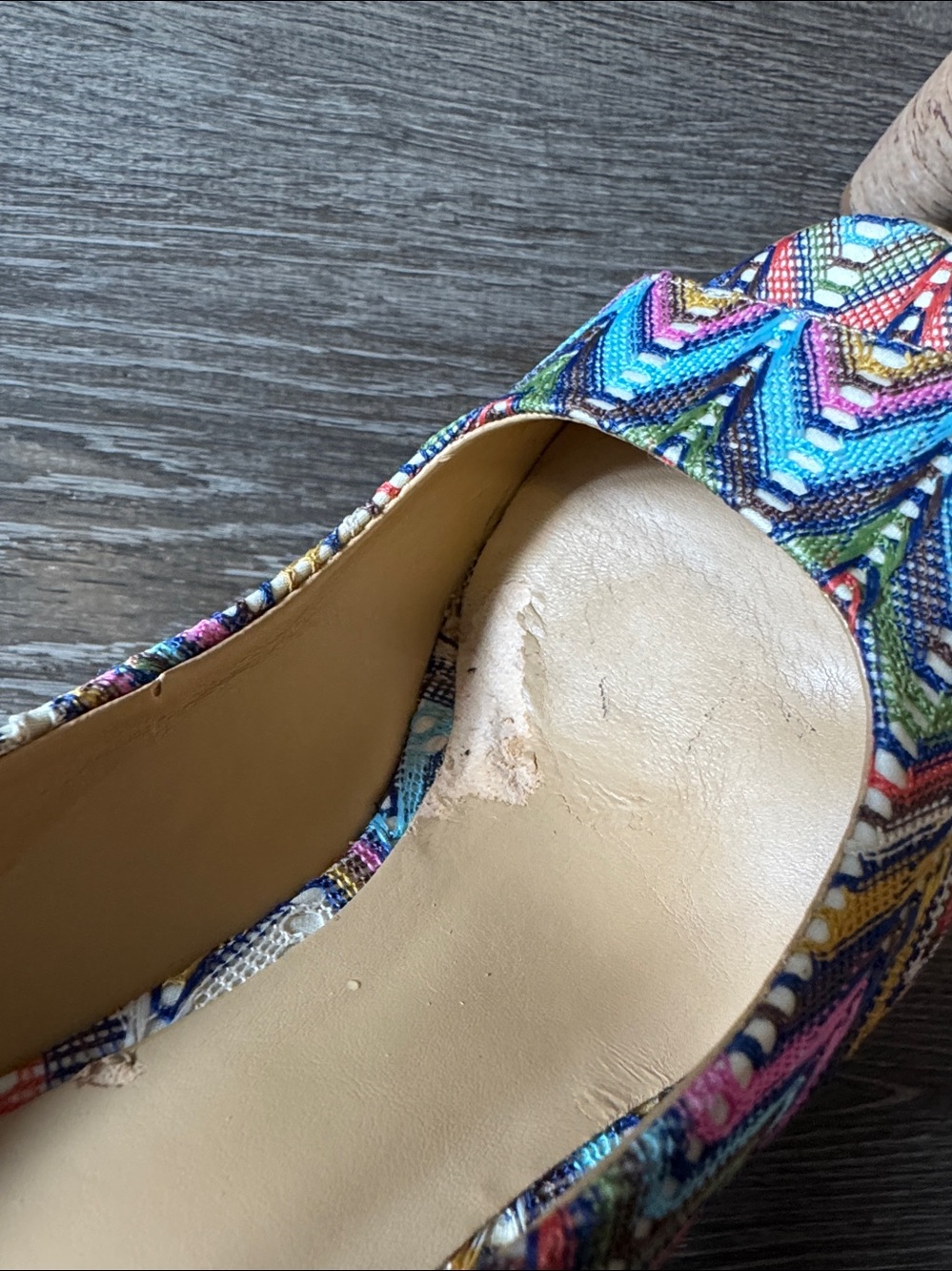 Nine West Multicolor Chevron Peep-Toe Wedge Pumps - Picture 8 of 13